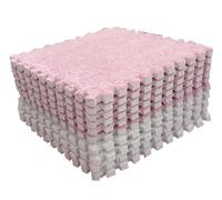Ghzste Tapis de Jeu Puzzle, Tapis de Sol en Mousse 10 Pièces, Dalles de Moquette Carrées Emboîtables 30x30cm, Tapis en Peluche Douce pour Chambre à Coucher (Rose Blanc)