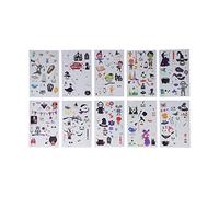 Ghzste Tatouage Temporaire Enfants, Multi Taille Lumineux Sûr Nonirritant Dessin Animé Photos Set avec Mignon Animal Tatouages Temporaires Idéal pour Halloween, Maquillage du Corps