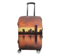 GHZWACKJ Housse de bagage anti-poussière et anti-rayures - Housse de protection élastique pour valise de voyage Boston Charles River City Skyline coucher de soleil lavable pour bagages de 45,7 à 81,3