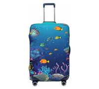 GHZWACKJ Housse de bagage anti-poussière et anti-rayures - Housse de protection élastique pour valise de voyage colorée - Monde sous-marin lavable - Pour bagages de 45,7 à 81,3 cm, Noir , x-large