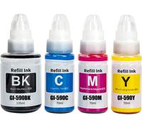 GI-490 GI-590 Encre Compatible avec Canon GI490 GI590 Bouteille d'encre Multipack pour PIXMA G1400 G1410 G2400 G2410 G3400 G4400 G4411 G1500 G1510 G2500 G2510 G3500 G3510 G4500 G1501(4-Pack)