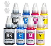 GI-490 GI-590 Encre Compatible avec Canon GI490 GI590 Bouteille d'encre Multipack pour PIXMA G1400 G1410 G2400 G2410 G3400 G4400 G4411 G1500 G1510 G2500 G2510 G3500 G3510 G4500 G1501imprimante (8Pack)