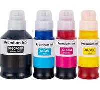 GI-50 GI-51 Encre Compatible pour Canon GI51 GI50 Bouteilles d'encre pour PIXMA G5050 G6050 G7050 GM2050 GM4050 G2570 G1520 G1560 G2520 G2560 G3520 G3560 G1530 G3570 G4570(4-Pack BK/C/M/Y)
