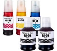 Gi-51 Gi51 Encre Compatible Pour Pixma G1520 G1560 G2520 G2560 G3520 G3560 G1530 G2570 G3570 G4570 Imprimante Gi-51 Bk Gi-51Bk Gi-51C Gi-51M Gi-51Y 5 Multipack (Noir*2/Cyan/Magenta[ENC943309]