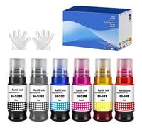 GI-53 GI53 Compatible Bouteilles d'encre Remplacement pour Canon GI-53 GI53 Compatible pour Canon PIXMA G650 G550 (6-Pack, Noir Cyan Magenta Jaune Rouge Gris)