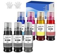 GI-53 GI53 Compatible Bouteilles d'encre Remplacement pour Canon GI-53 GI53 Compatible pour Canon PIXMA G650 G550 (7-Pack, 2 Noir Cyan Magenta Jaune Rouge Gris)