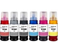 GI-53 GI53 Compatible Bouteilles d'encre Remplacement pour Canon GI-53 GI53 Compatible pour Canon PIXMA G650 G550 (6-Pack, Noir Cyan Magenta Jaune Rouge Gris)