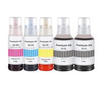 GI-55 Encre Multipack Compatible avec Canon GI55 GI-55 Bouteille d'encre pour Canon MAXIFY GX1050 GX2050 Imprimante Jet d'encre, 5-Pack, 2Noir, 1Cyan, 1Magenta, 1Jaune