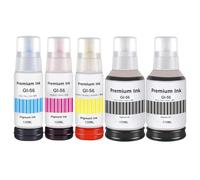 GI-56 Encre Multipack Compatible avec Canon GI56 GI-56 Bouteille d'encre pour MAXIFY GX7050 GX6050 GX5050 GX4050 GX3050 GX6550 GX5550 Imprimante Jet d'encre, 5-Pack, Noir, Cyan, Magenta, Jaune