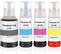 Gi-56 Encre Multipack Compatible Avec Canon Gi56 Gi-56 Bouteille D'Encre Pour Maxify Gx7050 Gx6050 Gx5050 Gx4050 Gx3050 Gx6550 Gx5550 Imprimante Jet D'Encre, 4 Couleurs, Noir, Cyan, Magenta, Jaune