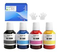 GI-56 GI56 Bouteilles d'encre Compatibles GI-56BK GI-56C GI-56M GI-56Y Encre pour Imprimantes Canon MAXIFY GX6050 GX6150 GX7050 GX7150 GX5050 GX3050 GX4050 GX6550 GX5550 (4 PK, BK 170ml, C/M/Y 135ml)