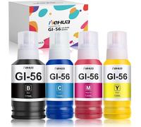 GI-56 GI56 Encre Compatible Remplacement Cartouche Canon GI-56 GI56 Multipack pour Canon MAXIFY GX7050 GX6050 GX5050 GX4050 GX3050 (Noir/Cyan/Magenta/Jaune,4 Pack)
