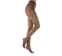 Gi&Gi Collants en maille 40 deniers avec gousset en coton, pour femme, caractérisés par un joyeux motif à fleurs all over Fabriqué en Italie N°1607