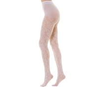 Gi&Gi Collants en maille 40 deniers avec gousset en coton pour femme caractérisés par un joyeux motif floral sur toute la surface. Fabriqué en Italie N.1607, Blanc, L-XL