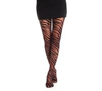 Gi&Gi Collants Femme, Velours Fantaisie Animale à Tigre ou Zèbre 20 Deniers N.1294, Noir , S/M