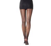 Gi&Gi Collants voilés 20 deniers mats avec pois rangée arrière et coutures plates Cheville en coton et pointes invisibles. Idéal pour les occasions les plus élégantes. N.1303, Noir , S/M