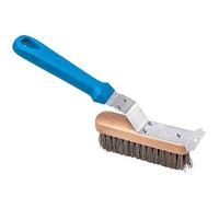 Gi.Metal Brosse à grillades à Poils en Acier, Manche en Plastique léger, grattoir