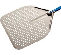 Gi.Metal Pelle à pizza professionnelle Blue Line A-30RF/60, Tête 30x30 cm, Longueur du manche 60 cm, Poids 0.426 Kg, Tête aluminium anodisé neutre, manche anodisé bleu clair