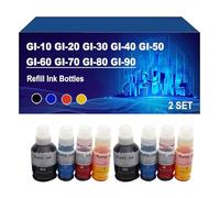 Gi10 Gi20 Gi30 Gi40 Gi50 Gi60 Gi70 Gi80 Gi90 Bouteilles d'encre De Recharge Compatibles pour Canon G5010 G6010 G7010 G5020 G6020 G7020 G5030 G6030 G7030 G6060 G6065 G7060 G7065,4 Colors-2 Set