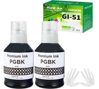 Gi51 Encre Compatible Avec Canon Gi-51 Gi 51 Bouteille D'Encre Multipack Pour Pixma G2570 G1520 G1560 G2520 G2560 G3520 G3560 G1530 G3570 Series G4570 (2 Pack, Noirx2)[ENC944708]