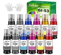 GI53 Encre Compatible Canon GI-53 Multipack pour PIXMA G650/G550 (12 Pack, 2 Noir/2 Cyan/2 Magenta/2 Jaune/2 Rouge/2 Gris).