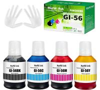 Gi56 Encre Compatible Avec Canon Gi-56 Gi 56 Bouteille D'Encre Multipack Pour Maxify Gx7050 Gx6050 Gx5050 Gx4050 Gx3050 (4 Pack Bk/C/M/Y)