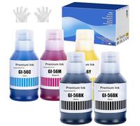 GI56 GI 56 Encre Compatible avec Canon GI-56 Bouteille d'encre Multipack pour MAXIFY GX7050 GX6050 GX5050 GX4050 GX3050 (5-Pack 2BK/C/M/Y)