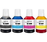 Gi56 Gi-56 Encre Compatible Avec Canon Gi56 Gi-56 Bouteilles D'Encre Multipack Pour Maxify Gx7050 Gx3050 Gx6050 Gx4050 Gx5050 (4-Pack,Noir/Cyan/Magenta/Jaune)