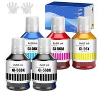 GI56 GI-56 Lot de 5 flacons d'encre pigmentée compatibles avec Canon GI 56 de remplacement pour imprimantes Canon MAXIFY GX7050 GX6050 GX5050 GX4050 GX3050 6000 pages Noir/cyan/magenta/jaune