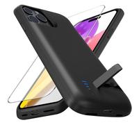 Giabuao Coque Batterie pour iPhone 15 Pro (6,1"), 8500 mAh, Coque de Charge Étendue, Étuide Protection Portable avec Batterie, Béquille Pliable - Noir