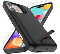 Giabuao Coque Batterie pour iPhone 16 Véritable 8500 mAh Fine et Rechargeable - Coque de Protection Portable avec Batterie pour iPhone 16 - Noir