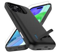 Giabuao Coque de Batterie pour iPhone 16 Pro/iPhone 17, 8500 mAh, Étuide Charge Expansé Rechargeable Fin, Étuide Protection Portable avec Batterie pour iPhone 17 (6,3 Pouces) - Noir