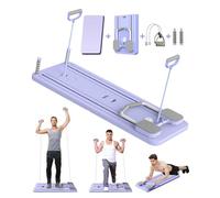 Giabuao Planche de Pilates Pliable Multifonction avec Rouleau Abdominal avec Support de Coude, Support de Machine d'exercice Abdominal, Rebond Automatique et Corde de Tension pour la Maison