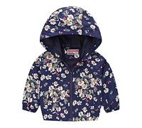 Giacca a Vento Leggera per Bambini con Zip, Cappuccio e Stampa Dinosauro Arcobaleno, Giubbotto Antivento per Bambini e Bambine, Impermeabile per Attività all'Aperto, Taglie da 18 Mesi a 4 Anni (Dark