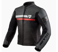 Giacca Moto Hivernale En Cuir Sfoderable REV'IT Mile Black Red Taille 50