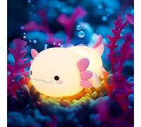 GIACOMO Axolotl Veilleuse Enfant, Lampe Nuit LED Silicone, USB Rechargeable, Variation D'intensité Tactile, Fonction minuterie de 20 minutes, Décoration Chambre Bébé, Cadeau Enfant Unique