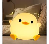 GIACOMO Veilleuse Bébé avec Fonction Minuterie, Veilleuse Enfant Rechargeable par USB, Luminosité Réglable, Kawaii Silicone Canard Deco pour Chambre d' enfant Cadeau Garçon Fille
