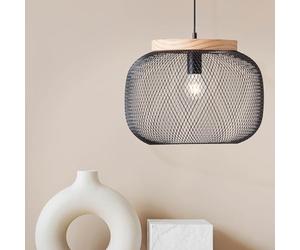 GIADA-Suspension Métal/Bois Ø40cm Noir Brilliant