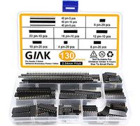 GIAK 130Pcs 2.54mm Pin Headers broches Breakaway PCB Board seule rangée mâle et femelle Pin Header Connector Kit pour Arduino Prototype Shield