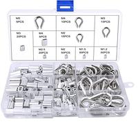 GIAK 240 Pièces Kit de Manchons de Câble Métallique Manchons en Aluminium Cosse en Acier Inoxydable M1.2 M1.5 M2 M2.5 M3 M4 M5 Manchons en Aluminium Clips