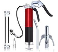 GIAK Kit pistolet à graisse à une main pour graisseurs 8000 PSI avec poignée pistolet et raccord rapide pour cartouche de 400 g, connecteur renforcé (rouge)