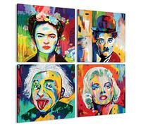 Giallobus - 4 carrés multi-panneaux - Personnages célèbres - Collection 1 - Bois MDF - 29,7x29,7 - x 4 pièces