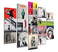 Giallobus - 5 Panneau Multiple Art Board - Banksy - Collage de Banksy - Bois MDF - 140x100