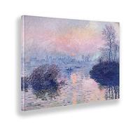 Giallobus - Cadre - Claude Monet - Paysage au Coucher du Soleil - Toile - 70x50 - Prêt à accrocher - Peintures Modernes pour la Maison