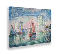 Giallobus - Cadre - Paul Signac - Entrée du Port de La Rochelle - Toile - 70x50 - Prêt à accrocher - Peintures Modernes pour la Maison