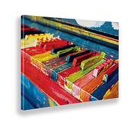 Giallobus - Cadre - Piano coloré - Toile - 140x100 - Prêt à accrocher - Peintures Modernes pour la Maison