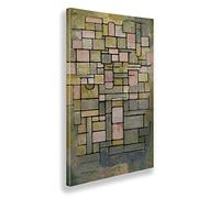 Giallobus - Cadre - Piet Mondrian - Composition n. 16 Gris et Rose - Toile - 60x100 - Prêt à accrocher - Peintures Modernes pour la Maison