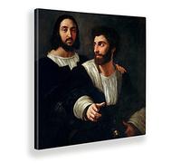 Giallobus - Cadre - Raffaello Sanzio - Autoportrait avec Un ami - Toile - 70x70 - Prêt à accrocher - Peintures Modernes pour la Maison