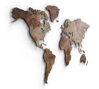 Giallobus - CARTE DU MONDE - EFFET DE ROUILLE INDUSTRIEL - DÉCORATION MURALE EN MDF - 190X105 CM