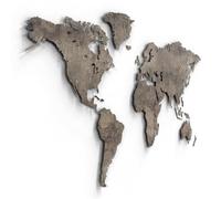 Giallobus - CARTE DU MONDE- INDUSTRIEL - CIMENT - DÉCORATION MURALE EN BOIS MDF - 190X105 CM